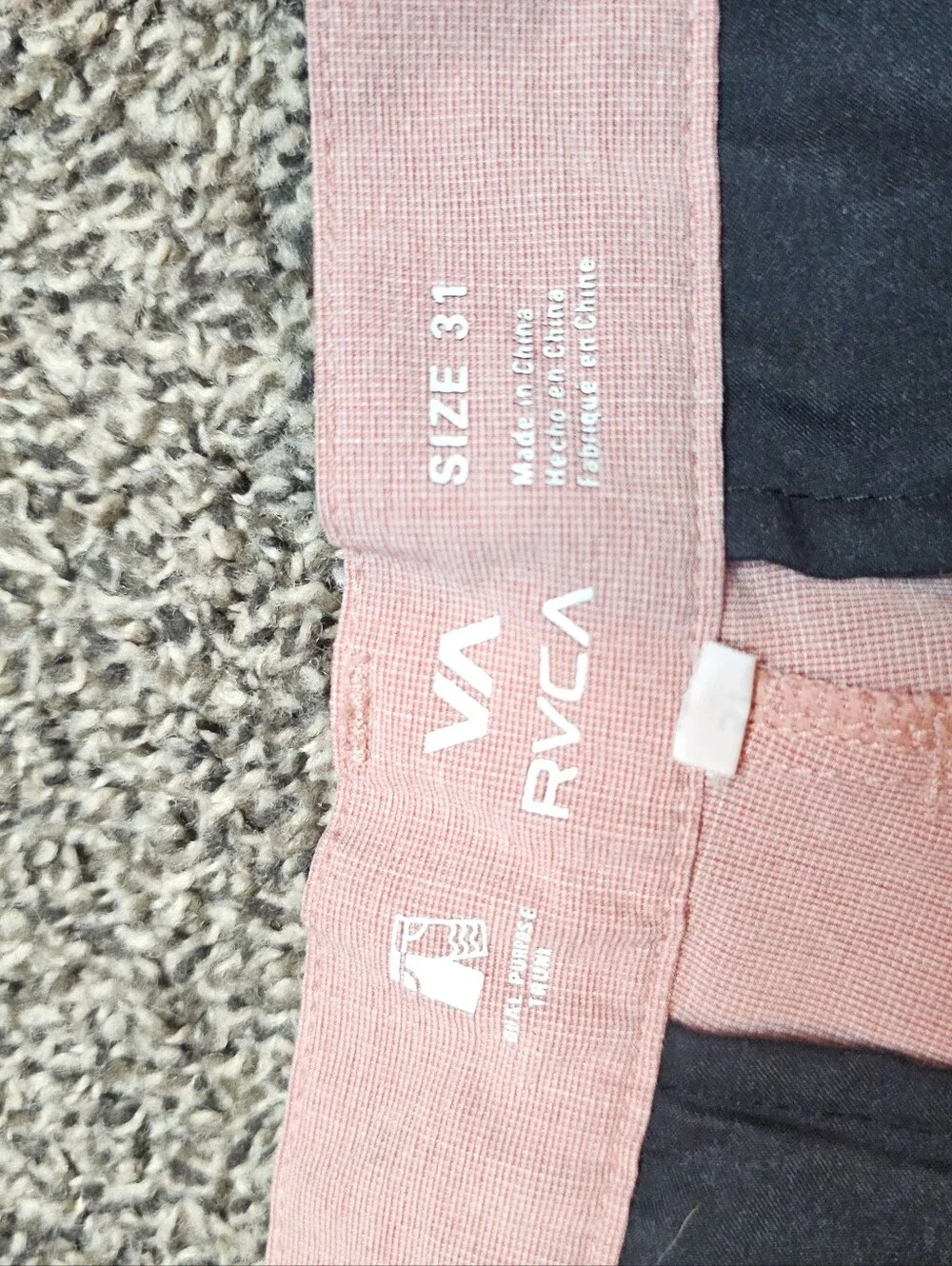 RVCA Men’s Pink Chino Shorts Size 31